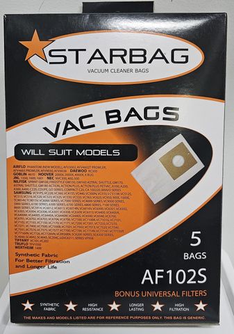 CLEANSTAR VACBAG DOMESTIC VACS PK5 AF102S