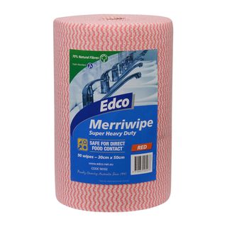 Edco Merriwipe Super Heavy Duty Wipes Roll - Red