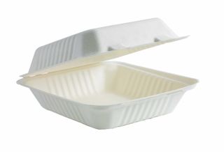 BioPak BioCane Dinner Clamshell - White (20x22x9cm / 7.8x8x3")