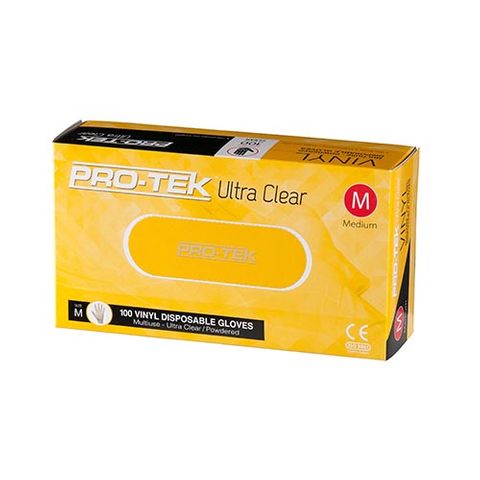 Pro-Tek Medium Vinyl Gloves Low Powder Clear