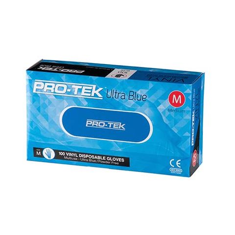 Pro-Tek Medium Vinyl Gloves Powder Free Blue