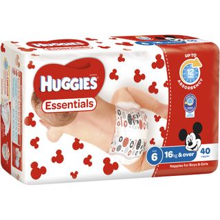 Huggies Essentials Junior Nappies 4 x 40's - Size 6 (16+ kg)