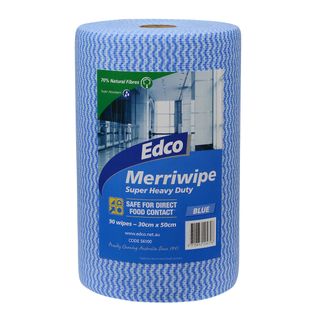 Edco Merriwipe Super Heavy Duty Wipes Roll - Blue