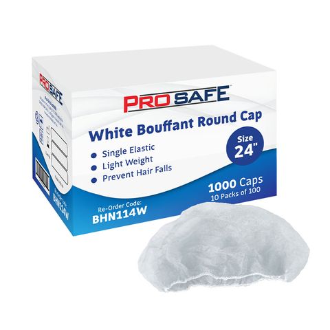 ProSafe 24" Bouffant Round Hair Net Cap White