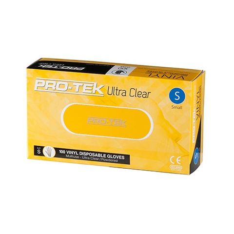 Pro-Tek Small Vinyl Gloves Low Powder Clear