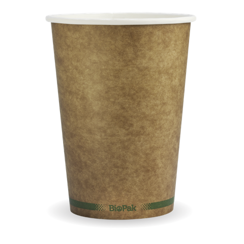 BioPak 950ml / 32oz Paper BioBowl - Printed Kraft-Look Green Stripe