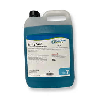 Cleaning World Sanity Conc. 5L - Non-Rinse Surface Sanitiser & Cleaner Concentrate