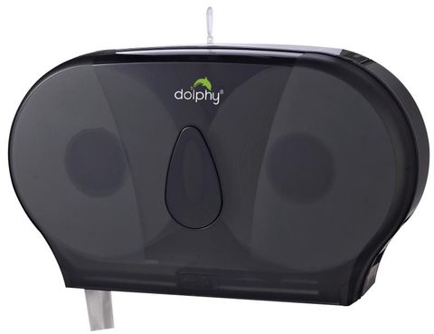 Dolphy Twin Jumbo Toilet Roll Dispenser - Black