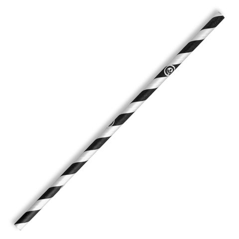 BioPak 6mm Regular Paper BioStraw - Black Stripe