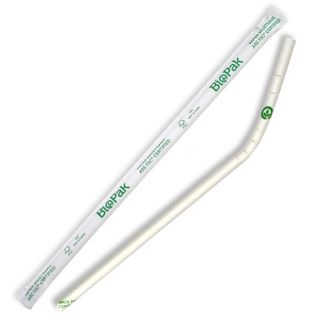 BioPak 6mm Individually Wrapped Bendy Paper BioStraw - Custom