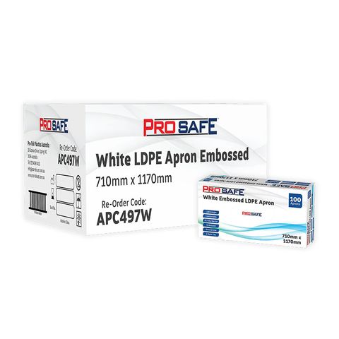 ProSafe LDPE Embossed Apron White -  710 x 1170mm