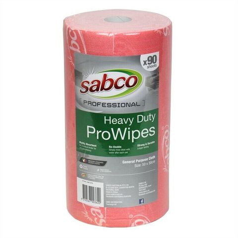 Sabco Heavy Duty Wipes - 90 Sheet Roll Red
