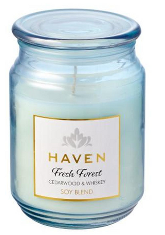 HAVEN GLASS JAR CANDLE SOY BLEND  - FRESH FOREST - 14.5CM