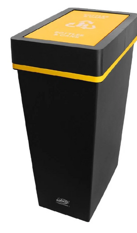 SABCO RECYCLING STATION 40L BIN WITH YELLOW LID (BOTTLES & CANS)