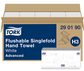 TORK SINGLEFOLD HAND TOWEL - 2PLY (H3),  FLUSHABLE, 250 SHEETS PER PACK, 15 PACKS PER CARTON