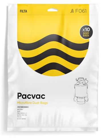 VACUUM BAGS - MICROFIBRE FOR PACVAC SUPERPRO  10 PACK