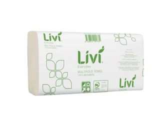 LIVI SLIMFOLD HANDTOWEL 1PLY  - 200SHTS 20PK/CTN