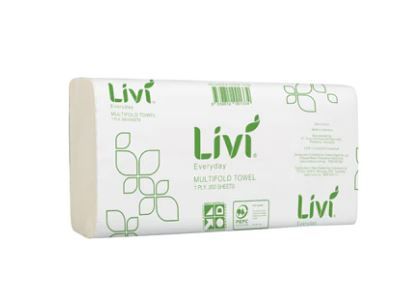 LIVI SLIMFOLD HANDTOWEL 1PLY  - 200SHTS 20PK/CTN