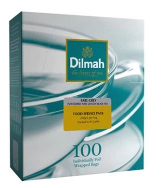 DILMAH EARL GREY FOIL WRAPPED TEA BAGS - 100/BOX