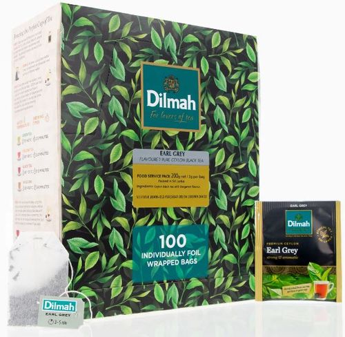 DILMAH EARL GREY FOIL WRAPPED TEA BAGS - 100/BOX