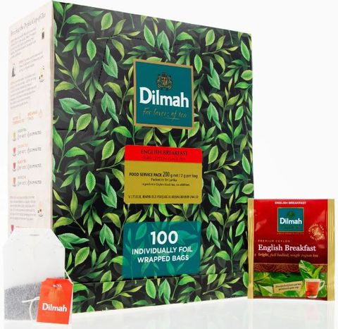 DILMAH ENGLISH BREAKFAST FOIL WRAPPED TEA BAGS - 100/BOX