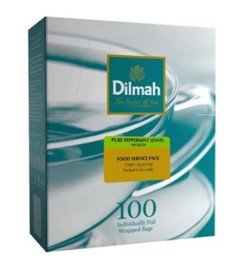 DILMAH PEPPERMINT FOIL WRAPPED TEA BAGS- 100/BOX