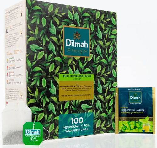 DILMAH PEPPERMINT FOIL WRAPPED TEA BAGS- 100/BOX