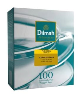 DILMAH  PURE GREEN FOIL WRAPPED TEA BAGS - 100/BOX