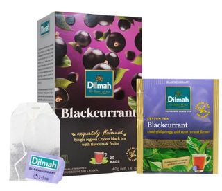 DILMAH BLACKCURRANT FOIL WRAPPED TEA BAGS - 20/BOX