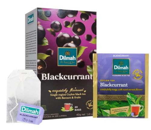 DILMAH BLACKCURRANT FOIL WRAPPED TEA BAGS - 20/BOX