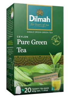 DILMAH PURE GREEN FOIL WRAPPED TEA BAGS -  20/BOX