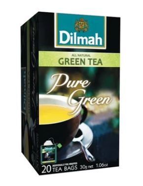 DILMAH PURE GREEN FOIL WRAPPED TEA BAGS -  20/BOX