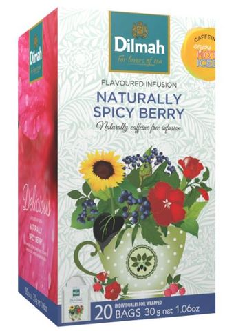 DILMAH NAT SPICY BERRY FOIL WRAPPED TEA BAGS - 20/BOX