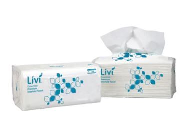 LIVI ESSENTIALS PAPER HAND TOWEL - 1 PLY - 250 SH/PACK - 16 PACK/CARTON **NO DISPENSER NEEDED**