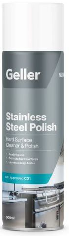 GELLER STAINLESS STEEL CLEANER - 500ML AEROSOL CAN