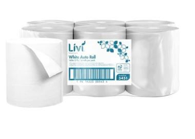 AS200LIVI ESSENTIALS WHITE AUTO ROLL - 2PLY/160M - 6 ROLLS/CTN