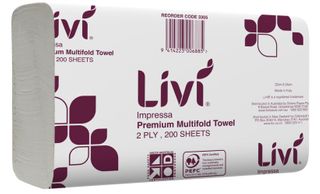 LIVI IMPRESSA SLIMFOLD TOWEL - 2PLY - 180SH/PK, 16PK/CTN
