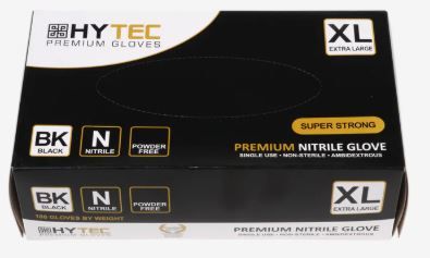 HYTEC BLACK NITRILE POWDER FREE GLOVES - X LARGE