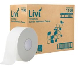 JUMBO 2 PLY TOILET TISSUE (1100) - 8 ROLLS PER CARTON