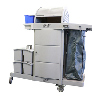 SABCO PROFESSIONAL LOCKABLE JANITOR CART WITH HOOD