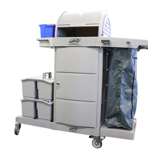 SABCO PROFESSIONAL LOCKABLE JANITOR CART WITH HOOD