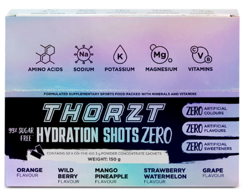THORZT 99% SUGAR FREE HYDRATION SHOT ZERO NATURAL MIXED FLAVOURS - 50 PACK