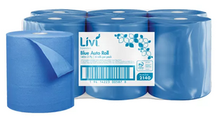 LIVI ESSENTIAL AUTO ROLL - 2PLY 140M BLUE - 6 ROLLS/CTN