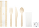 WOODEN CUTLERY SET - 6/1 - FORK/KNIFE/SPOON/NAPKIN-SALT/PEPPER - 400 PER BOX