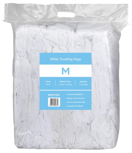 WHITE TOWELLING RAGS - 10KG