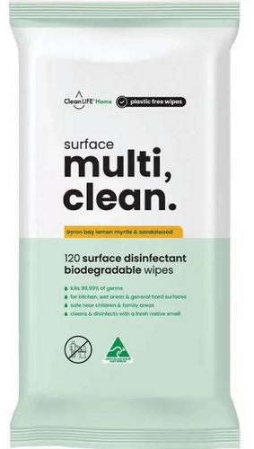 CLEANLIFE SURFACE MULTI CLEAN WIPES - 120 PER PACK