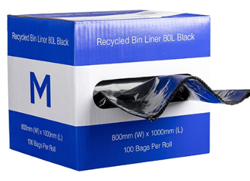 RECYCLED BIN LINERS - 80L - DISPENSER BOX - 100