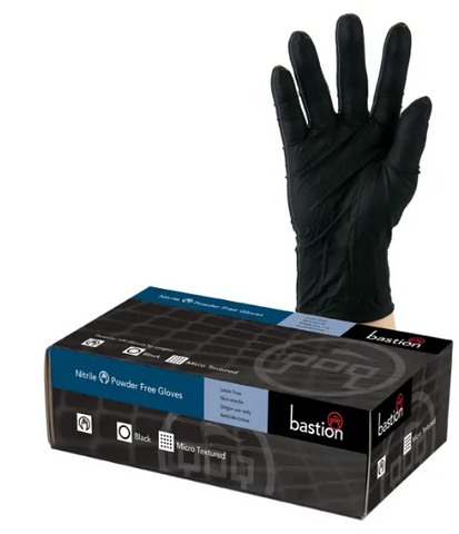 BLACK NITRILE POWDER FREE GLOVES - LARGE - 100 PER BOX