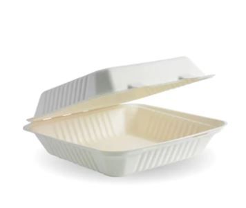 WHITE BIOCANE CLAMSHELL - LARGE SQUARE - 200/CTN