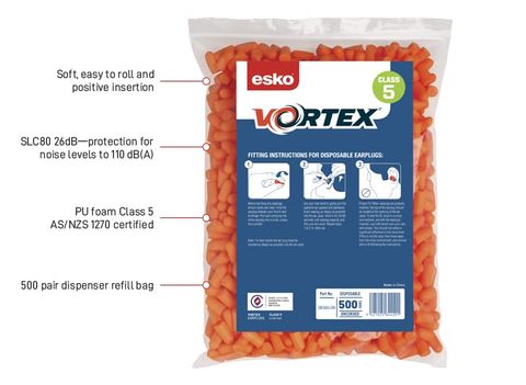 VORTEX DISPOSABLE UNCORDED EARPLUGS - 500 PAIRS